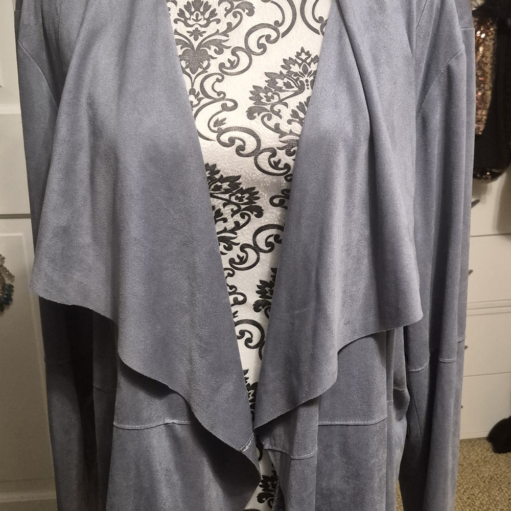 NWT Bagatelle Collection Chic Women's Blue/Grey Flyaway Blazer